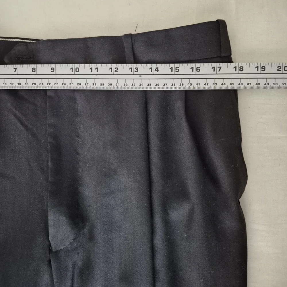 Joseph & Feiss Mens Black 100% Worsted Wool Pleated Cuffed Dress Pants‎ 36x30